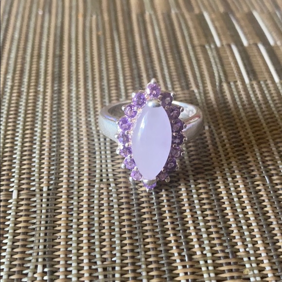 Sterling Silver amethyst end pink guartz ring - Picture 4 of 6